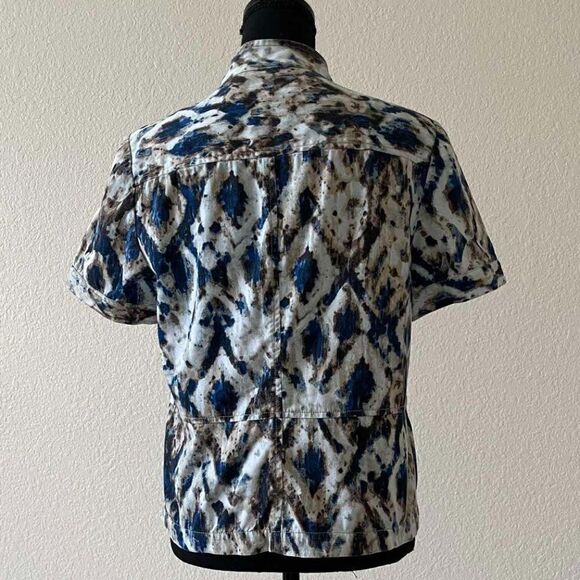 Women's Chico's  multi-color short sleeve cotton jacket Sz 0 - Picture 2 of 8